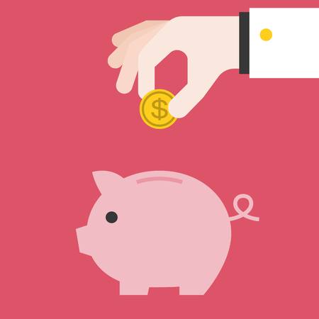 Vector save money piggy bank, flat designのイラスト素材
