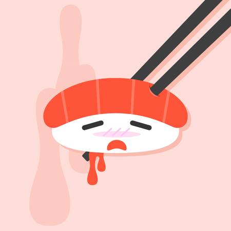 Vector sushi character with chopstickのイラスト素材