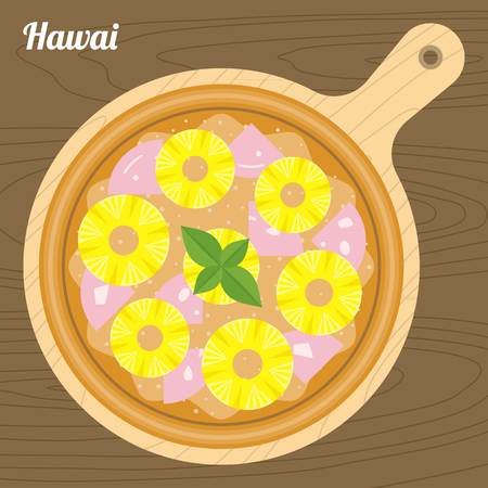 Vector Hawai pizza, flat designのイラスト素材