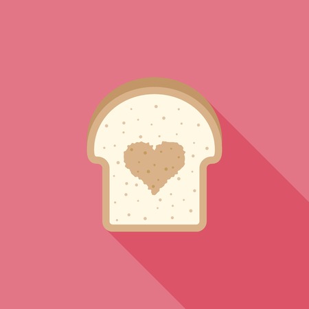 icon bread with heart sign inside, flat designのイラスト素材