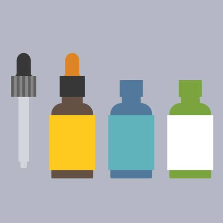 Vector aroma oil bottle set icons,flat designのイラスト素材