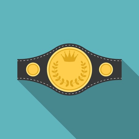 Vector boxing championship belt icon with long shadow, flat designのイラスト素材