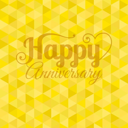 Vector happy anniversary letter with yellow geometric backgroundのイラスト素材