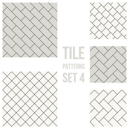Set of thin line seamless pattern brick tile, use for background, path, toilet wall, patio, wooden floor, ceramic tile, parquet floor, stack bond and textureのイラスト素材