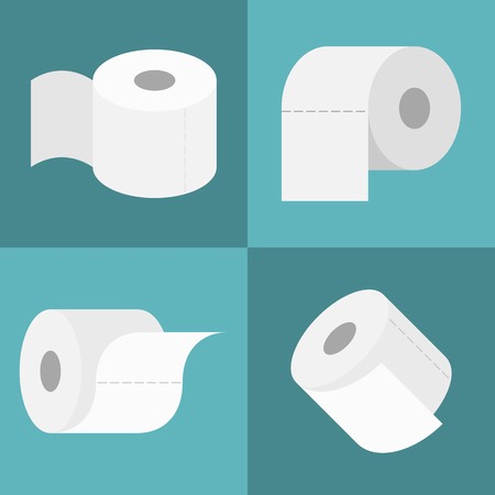 Vector tissue roll icons set, flat designのイラスト素材