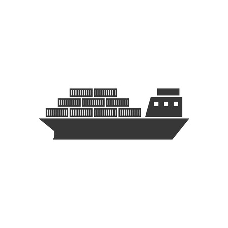 cargo ship vessel for logistic icon, silhouetteのイラスト素材