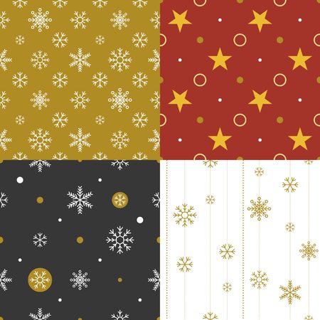 christmas seamless pattern with snowflake and star in golden themeのイラスト素材