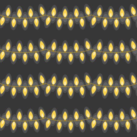 Christmas lights festive decorations, flat design seamless patternのイラスト素材