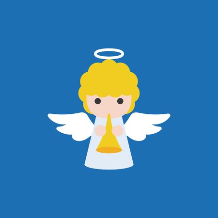 Cute angle with horn , character for Christmas, flat designのイラスト素材