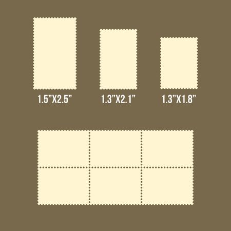 Blank postage stamps of america size, templates, flat design