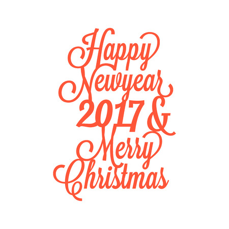 Happy new year 2017 and merry Christmas calligraphic design suitable for paper cuttingのイラスト素材