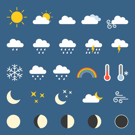 Weather icon collection, flat designのイラスト素材