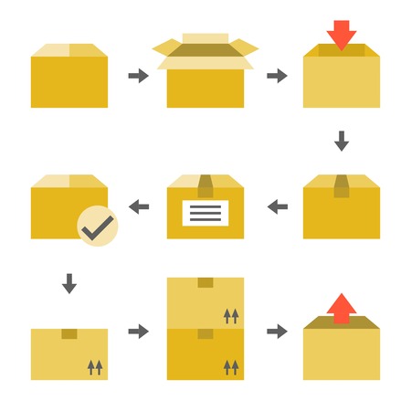 Pictogram of Delivery icons set, flat designのイラスト素材