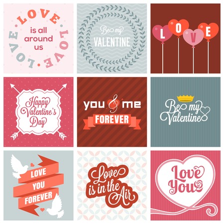 valentine`s day set, headline, labels, emblems and other decorative elements.set 1のイラスト素材