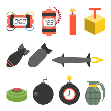 Vector bomb and dynamite icons set,flat designのイラスト素材