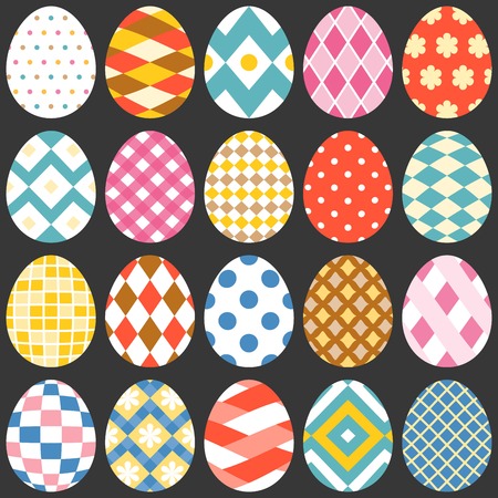 colourful easter eggs, flat design set 2のイラスト素材