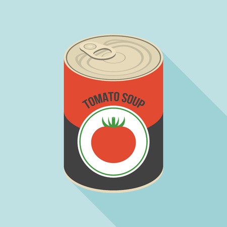 Tomato soup canned, flat designのイラスト素材
