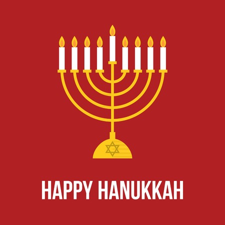 Vector Hanukkah Lamp, menorah festival, flat designのイラスト素材