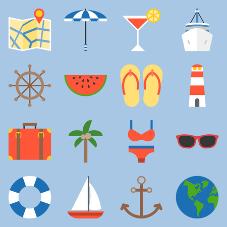 Holiday and vacation on sea icon, flat designのイラスト素材