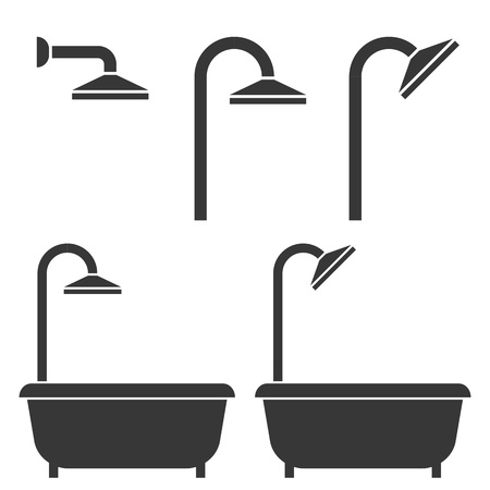 Shower and bath tub, silhouette icon for hotelのイラスト素材