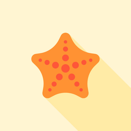 Cute Starfish icon, flat design vector with long shadowのイラスト素材
