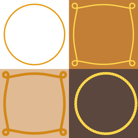 Circle and square Rope frame vector, flat designのイラスト素材