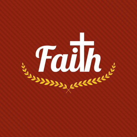 word faith , typography design with wreath and crossのイラスト素材