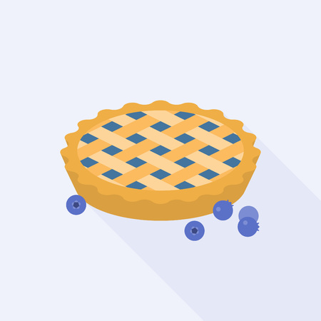 Blueberry pie with blueberries, flat designのイラスト素材