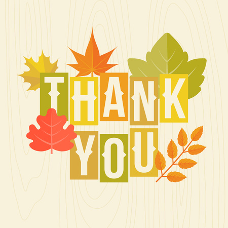 Thank you headline with autumn leaves poster for thanksgiving festivalのイラスト素材