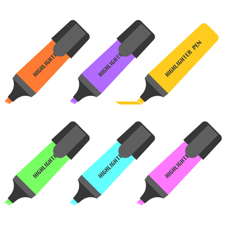 Set of highlighting pen icon, flat designのイラスト素材