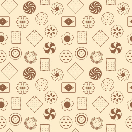 seamless pattern of cookies, biscuit and cracker. suitable for use as wrapping paper.のイラスト素材