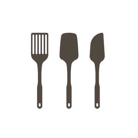 Set of kitchen utensils in silhouette design iconのイラスト素材