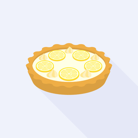 Lemon crumble tart, flat design with long shadowのイラスト素材