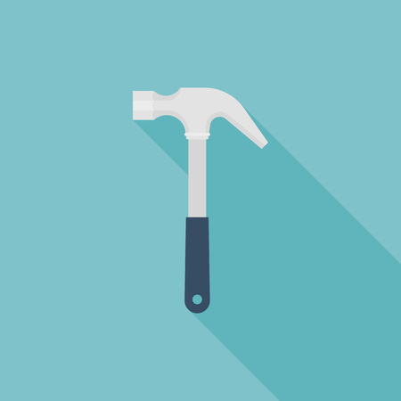 Hammer icon, flat design with long shadowのイラスト素材