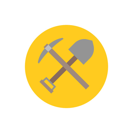 pick axe and shovel icon, flat design iconのイラスト素材