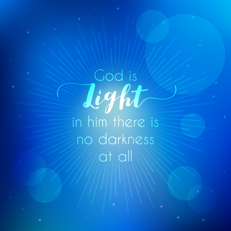 bible quotes, god is light from new testament john with bokeh background and sun burstのイラスト素材
