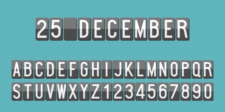 Mechanical scoreboard alphabet and numbers for use as calendar or advertise, flat design vectorのイラスト素材