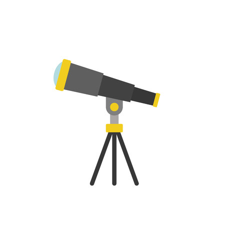 telescope icon, flat design vectorのイラスト素材