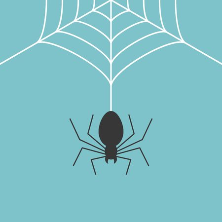 Cobweb and spider, flat design vector use for halloween dayのイラスト素材