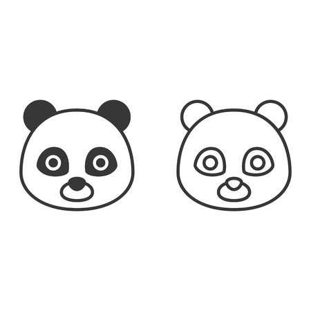 Panda outline and silhouette iconのイラスト素材