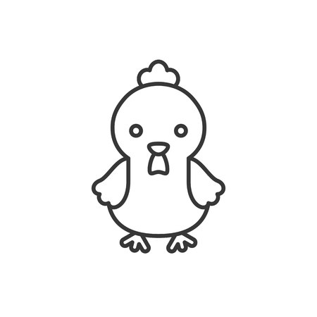 Cute cartoon rooster, hen line icon.のイラスト素材