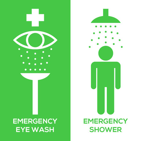 emergency eye wash and emergency shower pictogram icon, silhouette designのイラスト素材