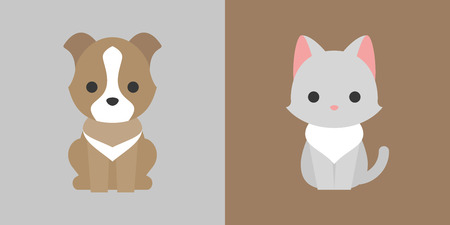 cat and dog icon flat design, pet shop conceptのイラスト素材