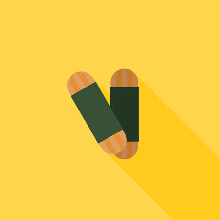 Nori maki or Japanese rice crackers wrapped in seaweed, flat design iconのイラスト素材