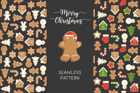 Seamless pattern of different Gingerbread men cookie for Christmasのイラスト素材