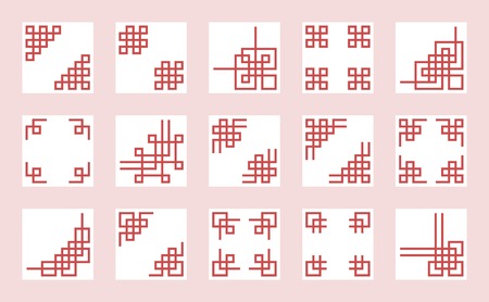 Chinese knots, border and frame for use in greeting card, poster or Chinese new yearのイラスト素材
