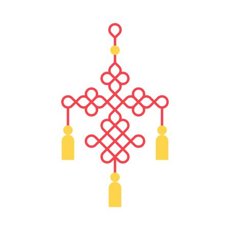 Hanging Chinese knot for lunar new year, flat design iconのイラスト素材