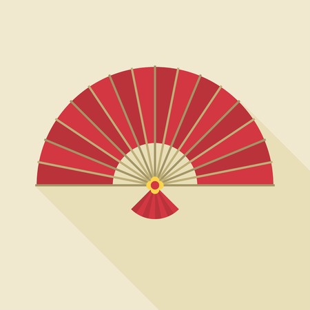 Chinese folding handheld fan, flat designのイラスト素材