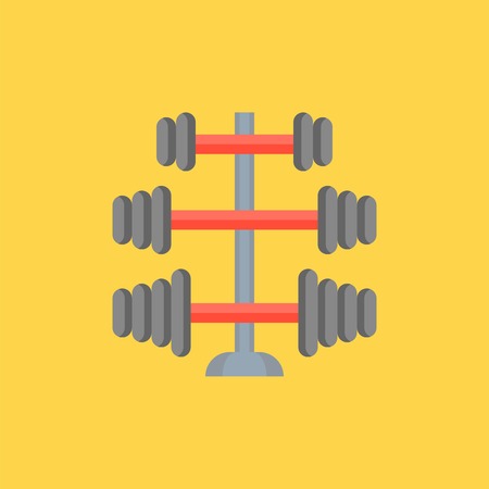 Gym equipment Barbell stand in various weight icon, flat designのイラスト素材
