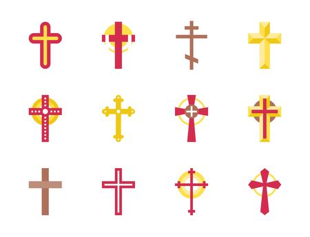 Set of christian Cross iconのイラスト素材